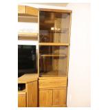 Three-Section Solid Oak Entertainment Center Book Shelf Storage Unit Adjustable Shelves…