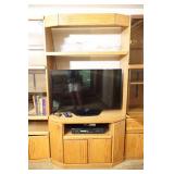 Three-Section Solid Oak Entertainment Center Book Shelf Storage Unit Adjustable Shelves…