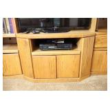 Three-Section Solid Oak Entertainment Center Book Shelf Storage Unit Adjustable Shelves…