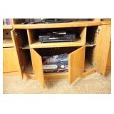 Three-Section Solid Oak Entertainment Center Book Shelf Storage Unit Adjustable Shelves…