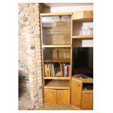 Three-Section Solid Oak Entertainment Center Book Shelf Storage Unit Adjustable Shelves…