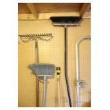 Pet Grooming Station Arm, Rakes, Lawn Edger, Brooms, Apple Picker(?) Etc