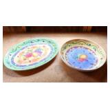Two-Piece Serving Platter Bowl Set...Sango Sangria By Sue Zipkin