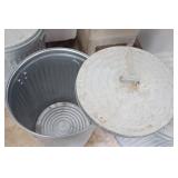 Garage Shop Recycling...Galvanized Garbage Cans