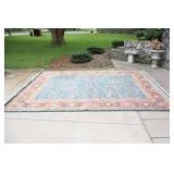 Beautiful Huge Clean Area Rug Teal TerraCotta Cream Aqua