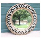 Large 45-Inch Round Ornate Beveled Mirror