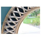 Large 45-Inch Round Ornate Beveled Mirror