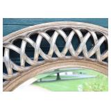Large 45-Inch Round Ornate Beveled Mirror