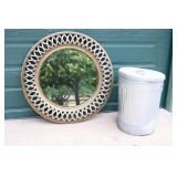 Large 45-Inch Round Ornate Beveled Mirror