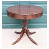 1950”s Duncan Phyfe Federal Style Pedestal Mahogany Drum Table w/Claw Feet Caps…