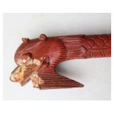 RARE...Vietnam War Short-Timers Swagger Stick Hand-Carved Wood Dragon’s Head 35-Inch Walking Stick