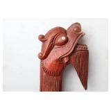 RARE...Vietnam War Short-Timers Swagger Stick Hand-Carved Wood Dragon’s Head 35-Inch Walking Stick