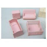 1960’s Original Marx Dollhouse Furniture, Family, Figures Etc