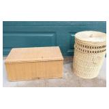 Round Covered Wicker Laundry Basket, Bamboo-Style Child’s Flip-Top Trunk