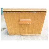 Round Covered Wicker Laundry Basket, Bamboo-Style Child’s Flip-Top Trunk