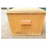 Round Covered Wicker Laundry Basket, Bamboo-Style Child’s Flip-Top Trunk