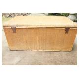 Round Covered Wicker Laundry Basket, Bamboo-Style Child’s Flip-Top Trunk