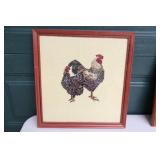 Framed Vintage Needlework Roosters