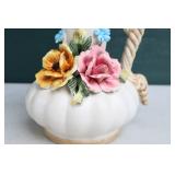 Vintage Ceramic Vase Pitcher with Relief Rose Made in Italy