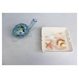 Vintage Ashtray and Glass Turtle Paper Weight…
