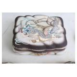 Collectible Porcelain China… Japan Nippon Porcelain Moriage Dragonware Chinoiserie Dresser Vanity Box Dish, Miniature Tea Set Etc.