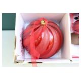 Holiday DeCor Christmas…Large Ornament Set of Three Red Glitter Ornaments