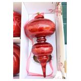 Holiday DeCor Christmas…Large Ornament Set of Three Red Glitter Ornaments