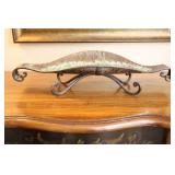 Home DeCor Hammered Metal Tin Bowl Centerpiece W/Glass Gems…