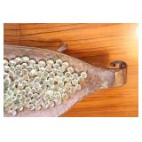 Home DeCor Hammered Metal Tin Bowl Centerpiece W/Glass Gems…