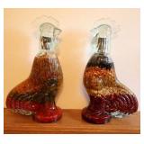 Shonfeld’s Glass Rooster Chicken Pair Infused Decorative Heavy Figurine w/Removable Head