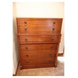 Vintage RWay Tallboy Dresser Six-Drawer Chest on Rollers