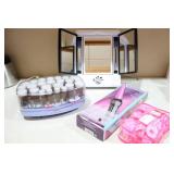 Beaty Supplies…Hot Rollers, Lighted Makeup Mirror, Curling Iron Etc