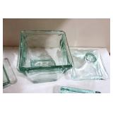 Chunky Green Glass Bath Vanity Decor Accessories