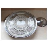 MCM Mid-Century Mod Kromex Lazy Susan Chrome Glass Divided Serving Relish Tray - 13”