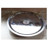 MCM Mid-Century Mod Kromex Lazy Susan Chrome Glass Divided Serving Relish Tray - 13”