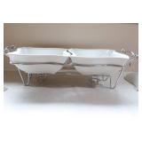 Godinger Ceramic Double Warmer Chafing Dish with Serving Stand