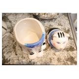 Home Decor…Cat Cookie Jar, Large Shell-Filled Glass Fish
