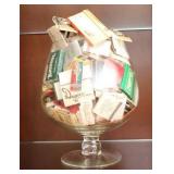 Collectible Vintage Matchbook-Filled Glass Fish Bowl