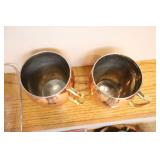 Four-Piece Set Copper Mule Mugs, Glass Tube Vase Cover and Platter