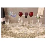 Vintage Multi-Colored Cordial Glasses Long Stemmed Liqueur Glasses in Varying Shapes & Colours