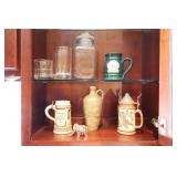 Vintage Breweriana Steins, Mugs, Collectible Glass Jar, Elephant Etc
