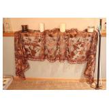 Beautiful Sheer Copper-Appliqué Tasseled Window Valance w/Rod