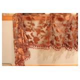 Beautiful Sheer Copper-Appliqué Tasseled Window Valance w/Rod
