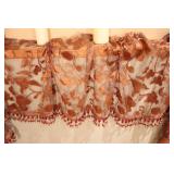 Beautiful Sheer Copper-Appliqué Tasseled Window Valance w/Rod