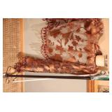 Beautiful Sheer Copper-Appliqué Tasseled Window Valance w/Rod