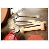 Kitchen Accessories…Ellingers Agatized-Wood 9” Serving Bowl, Copco 10” Stone, Wood Utensils Etc