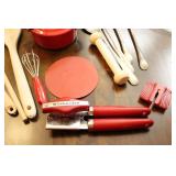 Kitchen Accessories…Ellingers Agatized-Wood 9” Serving Bowl, Copco 10” Stone, Wood Utensils Etc