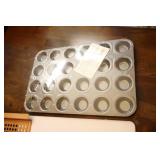 Kitchen Accessories…Copper Perforated Baking Pan, Pampered Chef Deluxe Mini-Muffin Pan, Pie Shield Etc