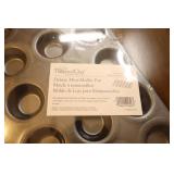 Kitchen Accessories…Copper Perforated Baking Pan, Pampered Chef Deluxe Mini-Muffin Pan, Pie Shield Etc