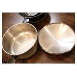 Vintage 5 Qt. Town House By West Bend Yellow Tan Dutch Oven Stainless Steel Pot With Lid, Wok w/Base Etc